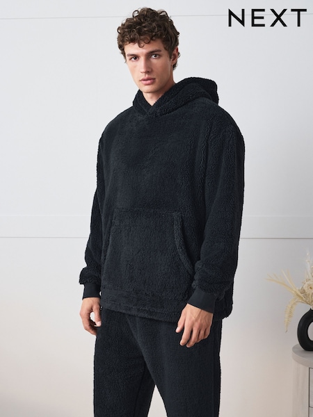 Navy Blue - Regular Borg Overhead Hoodie