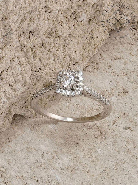The Diamond Store White Masami Lab Diamond Halo Engagement Ring 0.25ct Pave Set in 925 Sterling Silver (V61060) | £251