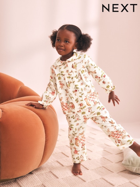 Red/Ecru - Woven Button Through Pyjamas (9mths-10yrs)