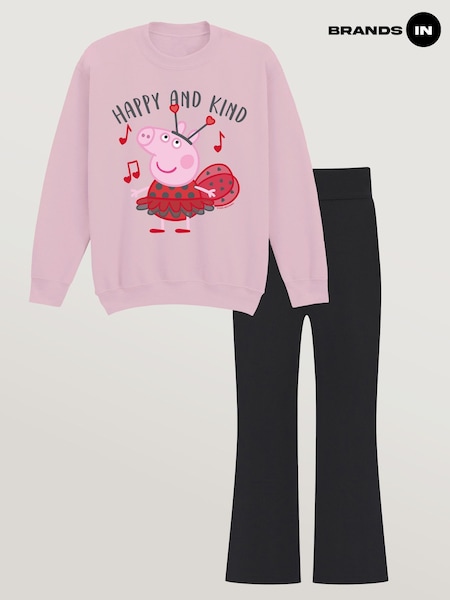 Brands In Pink Peppa Pig Happy Kind Sweat Top & Leggings Set (V61268) | £42