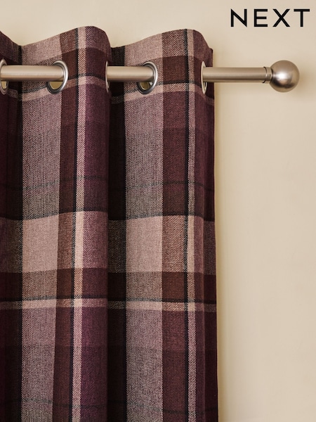 Brushed Check Eyelet Curtains