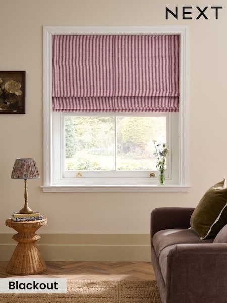 Ready Made Blackout Roman Brushed Stripe Blinds