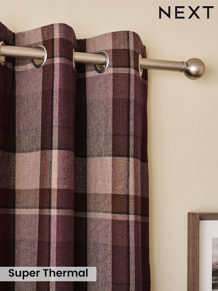 Brushed Check Eyelet Curtains