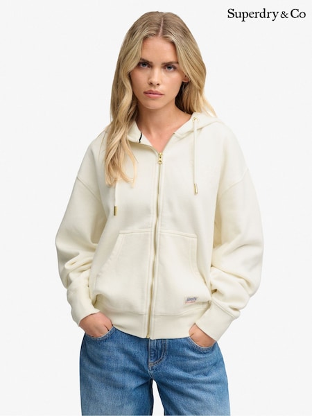 Cream - Superdry Luxe Casual Zip Hoodie