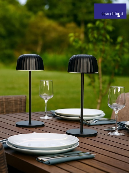 Searchlight 2 Pack Grey Outdoor Rechargeable Table Lamps (V61589) | £28