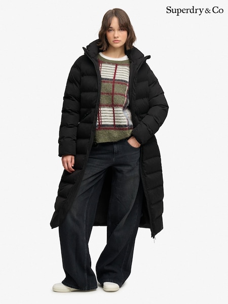 Black - Superdry City Longline Microfibre Jacket