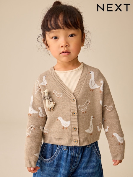 Oatmeal Goose - V-neck Cardigan (3mths-7yrs)