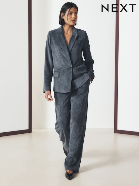 Slate Grey - Cord Wide Leg Trousers
