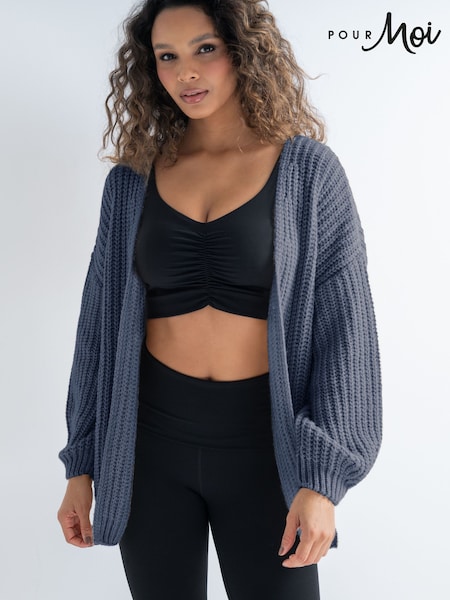Pour Moi Blue The Softest Open Knit Cardigan (V61841) | £52