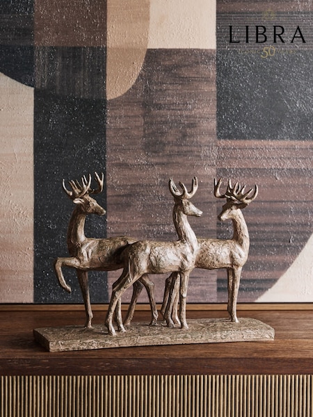 Libra Interiors Brown Rustic Woodland Trio of Stags (V61885) | £110