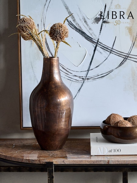 Libra Interiors Bronze Tambora Copper Finish Metal Vase Small (V61888) | £60