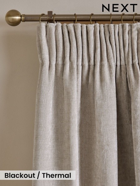 Plush Chenille Blackout/thermal Pencil Pleat Curtains