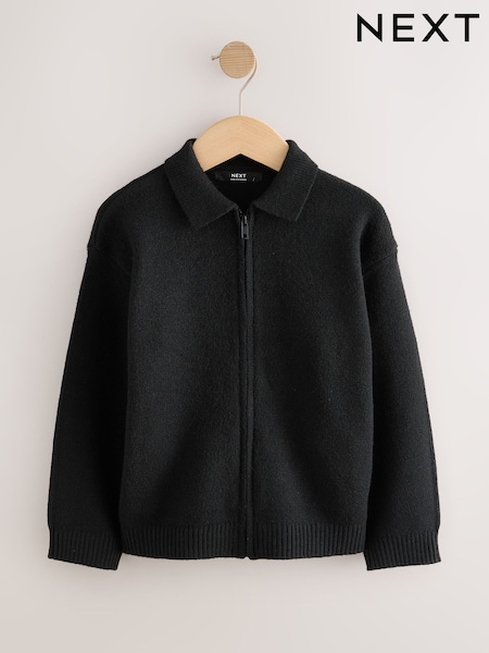 Black - Zip Up Cardigan (3-16yrs)