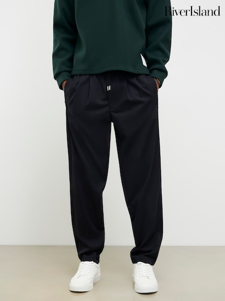 River Island Black Straight Leg Elasticated Waist Trousers (V62635) | £36
