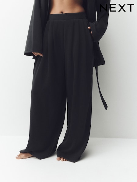 Black - Studio Wide Leg Jogger Trousers