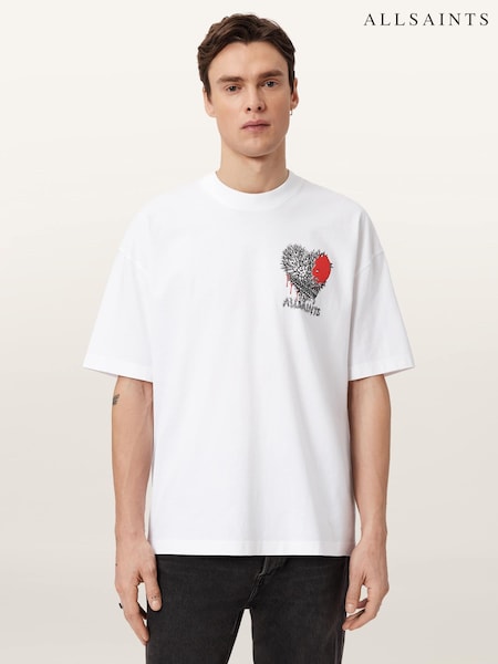 AllSaints White Chaste Short Sleeve Crew Neck T-Shirt (V62903) | £59