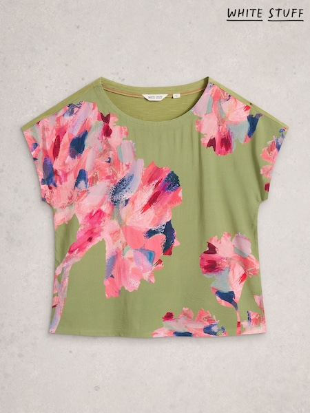 White Stuff Green Woven Mix T-Shirt (V62930) | £35