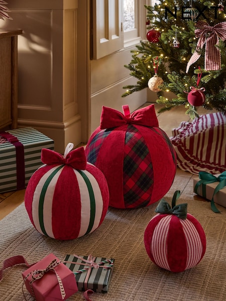 Tartan Plush Bauble Christmas Ornament