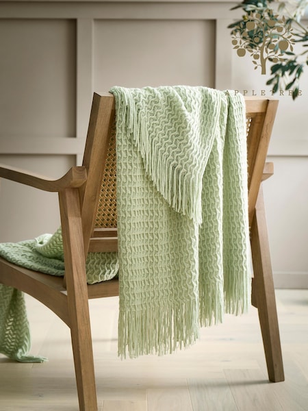 Appletree Green Textured Knit Knitted Throw (V63398) | £29