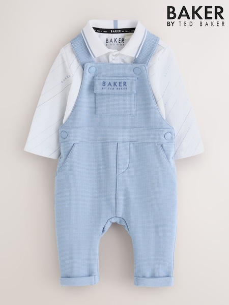 Blue - Baker By Ted Baker Textured Dungaree And Polo Shirt Set