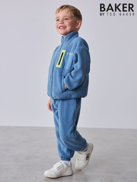 Blue - Baker By Ted Baker 2 Piece Zip Through Fleece And Joggers Set