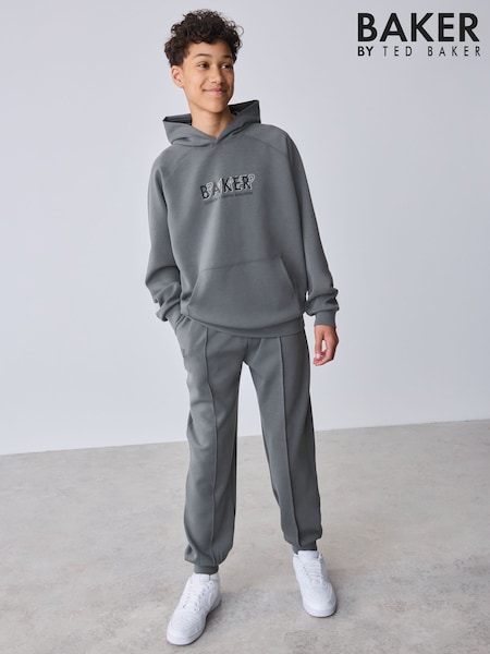 Charcoal Grey - Baker By Ted Baker Charcoal Grey Oversized Scuba Hoodie And Joggers Set