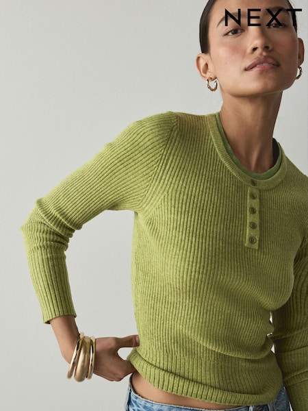 Lime Green - Supersoft Long Sleeve Henley Layer Top