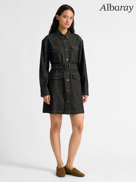 Albaray Belted Denim Short Black Dress (V63685) | £99