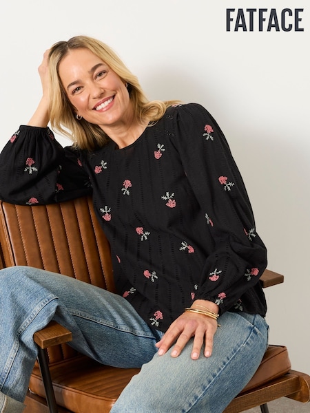 Black Embroidered - Fatface Embroidered Blouse