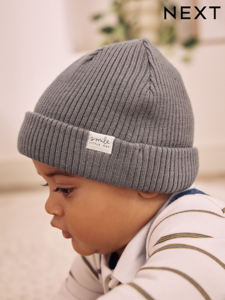 Grey - Knitted Beanie Baby Hat