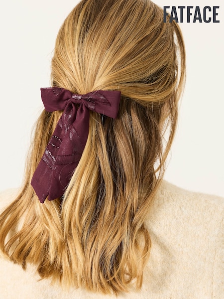 Burgundy Red - Fatface Sparkle Hair Bow