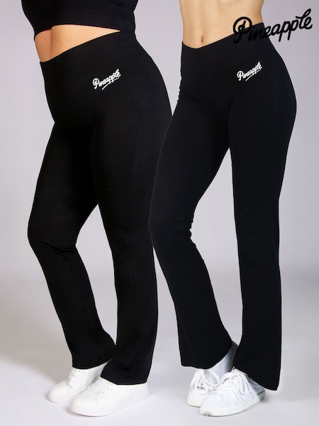 Pineapple Black Womens Contrast Band Bootcut Jersey Trousers (V64135) | £30