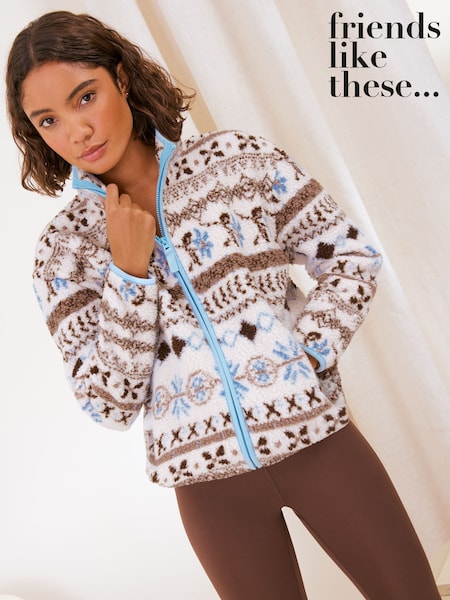 Blue Fairisle - Friends Like These Full Zip Fleece