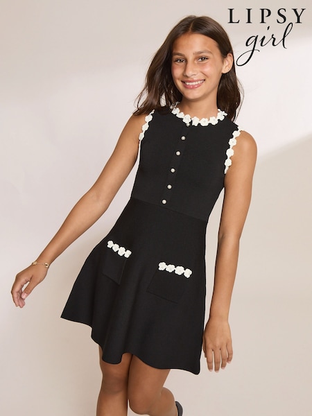 Black - Lipsy Sleeveless Knit Dress (5-16yrs)