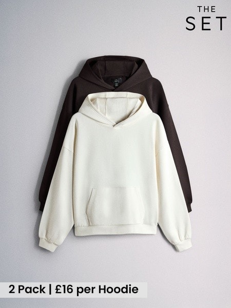 Brown/Cream - Regular The Set 2 Pack Loopback Oversized Hoodies