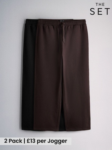 Black/Brown - Regular The Set 2 Pack Loopback Straight Joggers
