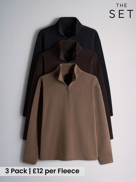 Black/Brown - Regular The Set 3 Pack Half Zip Micro Fleeces