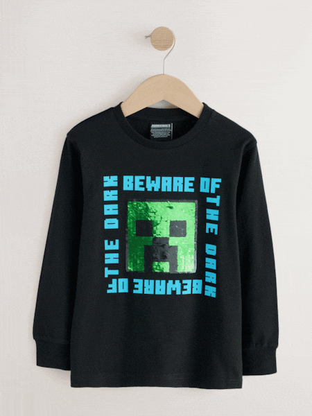 Black Sequin - Long Sleeve Minecraft T-shirt (3-16yrs)