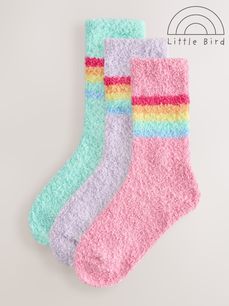 Multi Stripe Pastel - Little Bird Cosy Ankle Socks 3 Pack