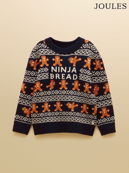 Navy - Joules Boys' Ninjabread Crew Neck Knitted Jumper