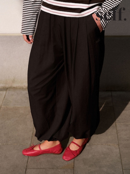 Chocolate Brown - Self. Wide Hareem Trousers