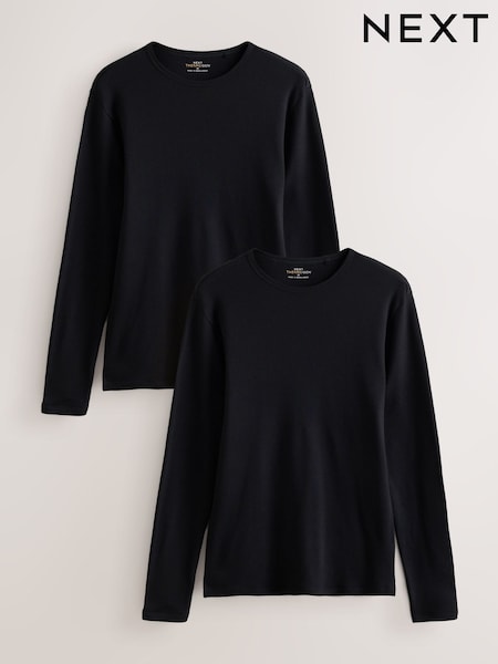 Black - Long Sleeve Thermal Tops 2 Pack