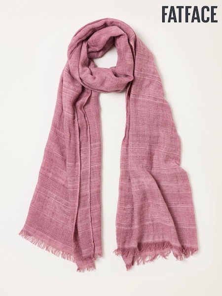 Pink - Fatface Textured Lightweight Scarf