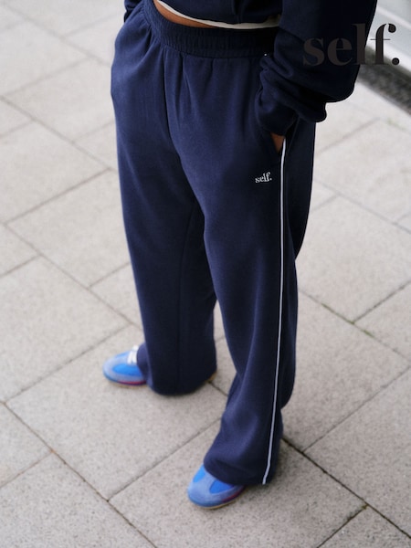 Navy - Self. Sporty Stripe Straight Leg Joggers
