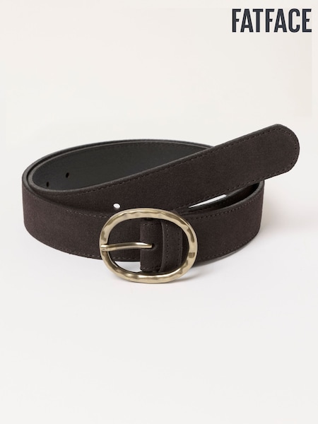 Chocolate Brown - Fatface Interest Buckle Suede Belt