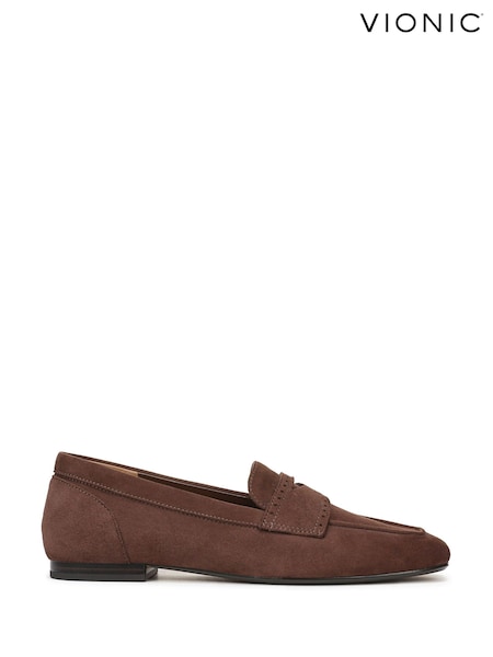 Chocolate Brown - Vionic Sadie Swiss Loafer Shoes