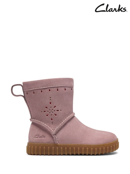 Pink - Clarks Cove Spirit Dusty Suede Toddler Boots