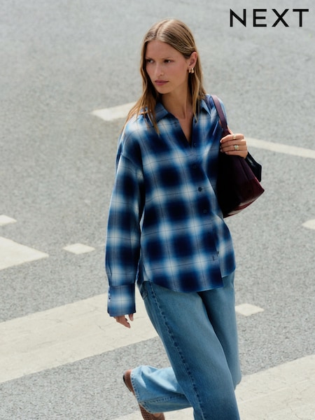 Blue Check - Flannel Oversized Shirt