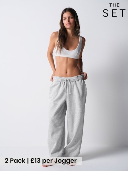 Berry/Grey Marl - The Set 2 Pack Fold Over Waistband Joggers