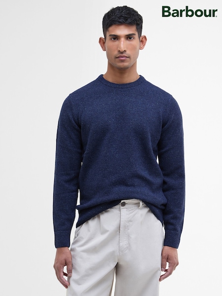 Blue - Regular Barbour® Essential Tisbury Crew Neck Sweater